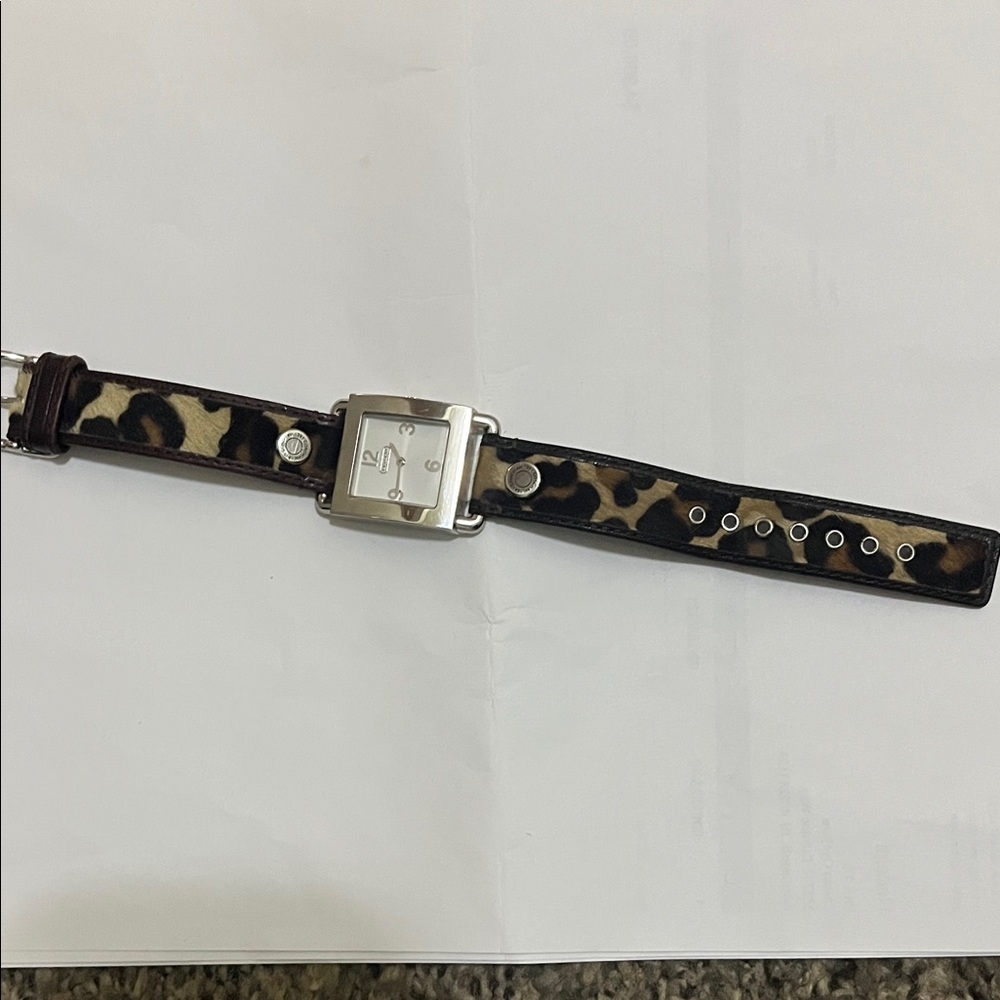 Coach Silver and Brown Animal Print Watch